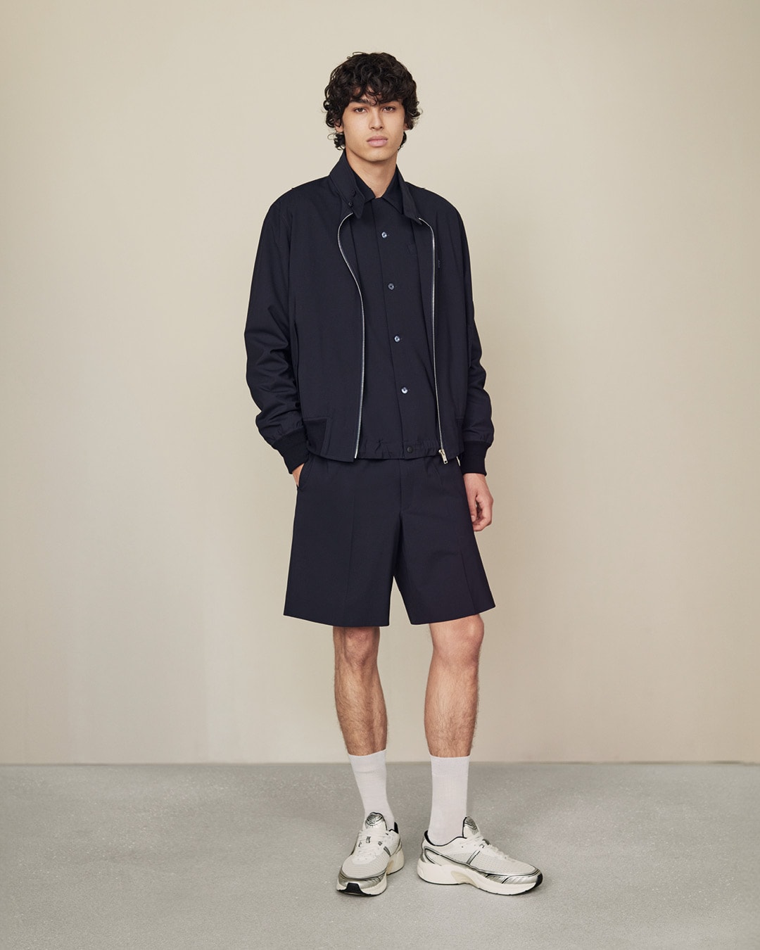 Harrington jacket in wool poplin with 4G detail